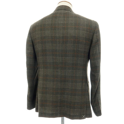 【新品】カナーリ CANALI ウール チェック 2B テーラードジャケット ダークモスグリーンxライトブラウン【サイズ48】【 状態ランクN 】【 メンズ 】