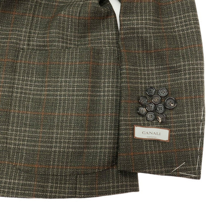 【新品】カナーリ CANALI ウール チェック 2B テーラードジャケット ダークモスグリーンxライトブラウン【サイズ50】【 状態ランクN 】【 メンズ 】