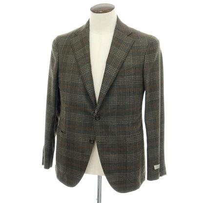 【新品】カナーリ CANALI ウール チェック 2B テーラードジャケット ダークモスグリーンxライトブラウン【サイズ50】【 状態ランクN 】【 メンズ 】
