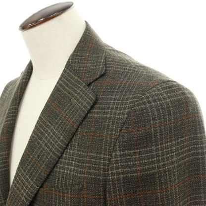 【新品】カナーリ CANALI ウール チェック 2B テーラードジャケット ダークモスグリーンxライトブラウン【サイズ50】【 状態ランクN 】【 メンズ 】
