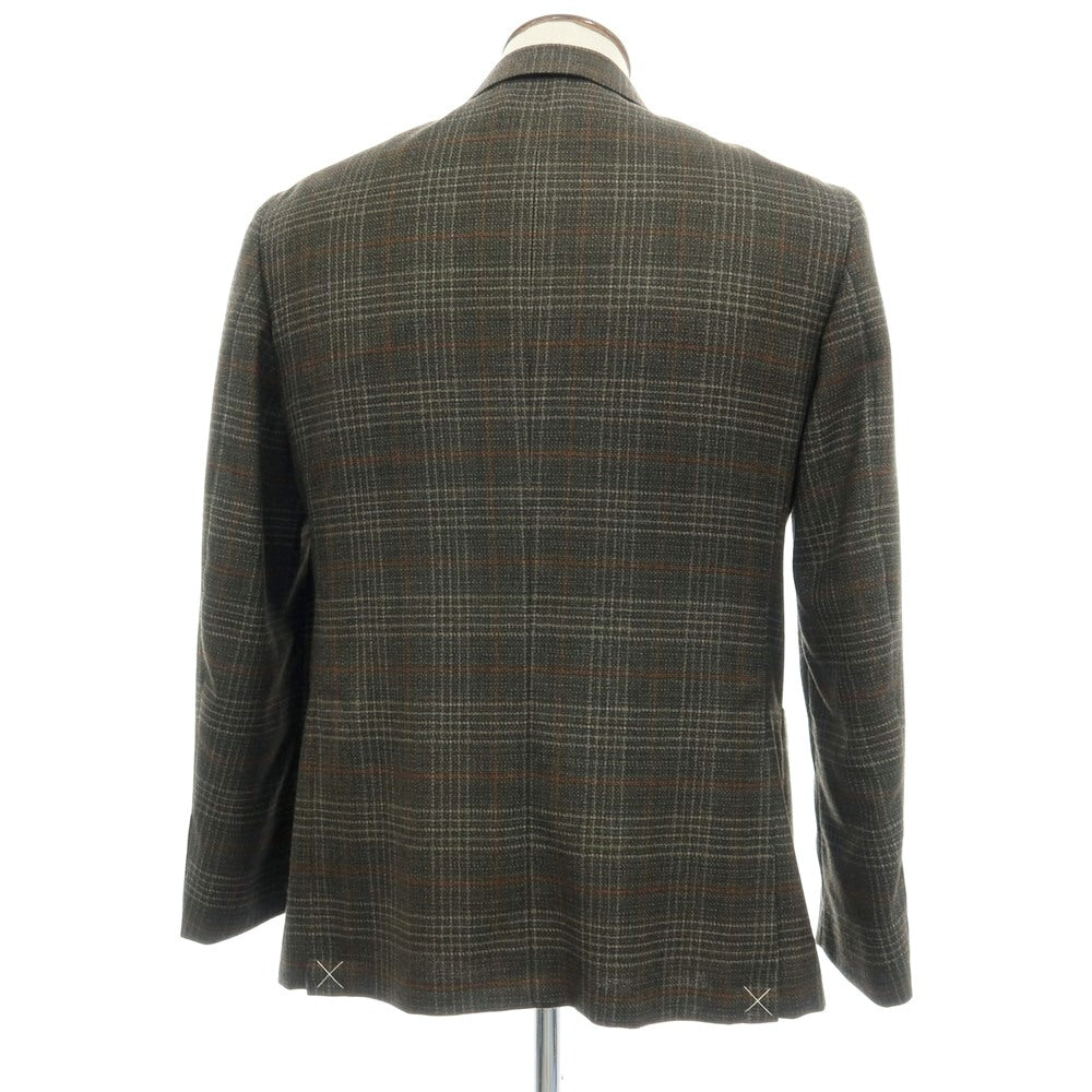 【新品】カナーリ CANALI ウール チェック 2B テーラードジャケット ダークモスグリーンxライトブラウン【サイズ52】【 状態ランクN 】【 メンズ 】