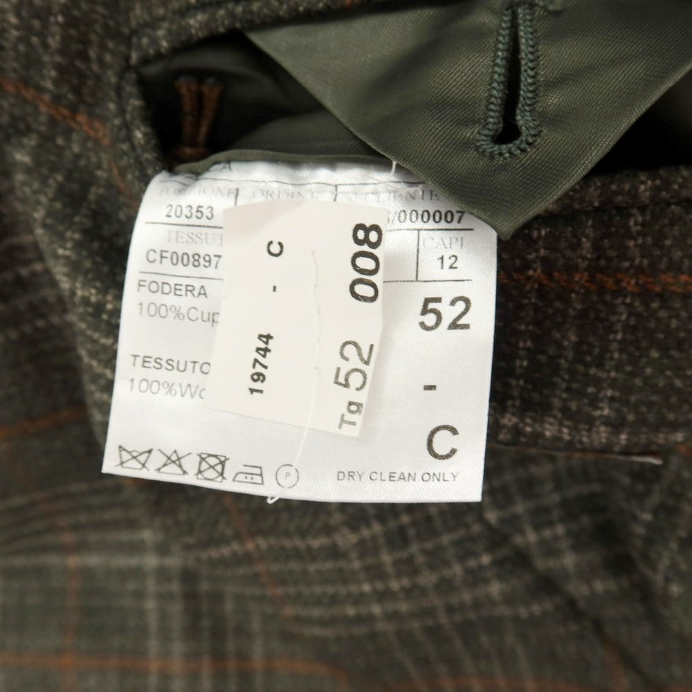 【新品】カナーリ CANALI ウール チェック 2B テーラードジャケット ダークモスグリーンxライトブラウン【サイズ52】【 状態ランクN 】【 メンズ 】