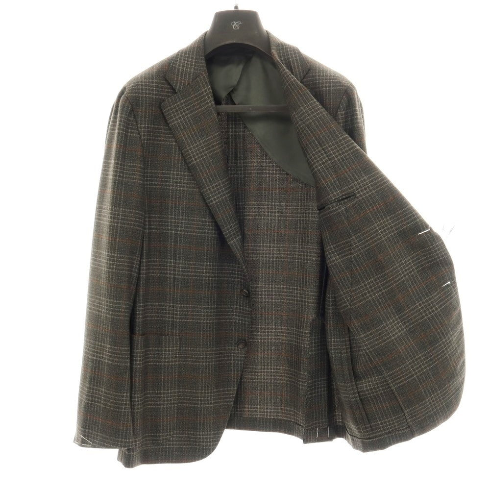 【新品】カナーリ CANALI ウール チェック 2B テーラードジャケット ダークモスグリーンxライトブラウン【サイズ54】【 状態ランクN 】【 メンズ 】