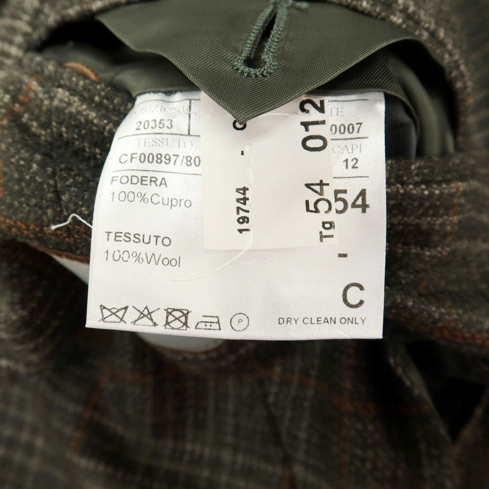 【新品】カナーリ CANALI ウール チェック 2B テーラードジャケット ダークモスグリーンxライトブラウン【サイズ54】【 状態ランクN 】【 メンズ 】
