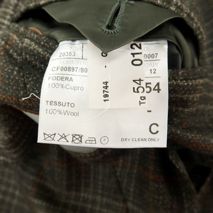 【新品】カナーリ CANALI ウール チェック 2B テーラードジャケット ダークモスグリーンxライトブラウン【サイズ54】【 状態ランクN 】【 メンズ 】