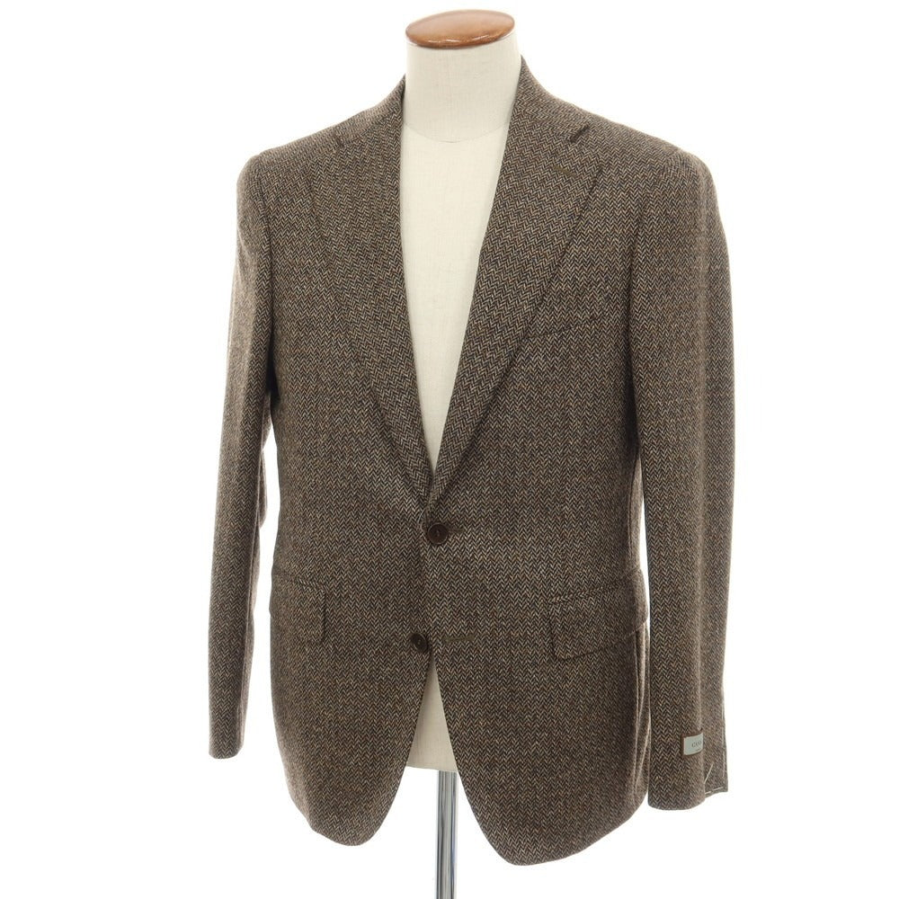 【新品】カナーリ CANALI ウールカシミヤ ヘリンボーン 2B テーラードジャケット ブラウン【サイズ48】【 状態ランクN 】【 メンズ 】