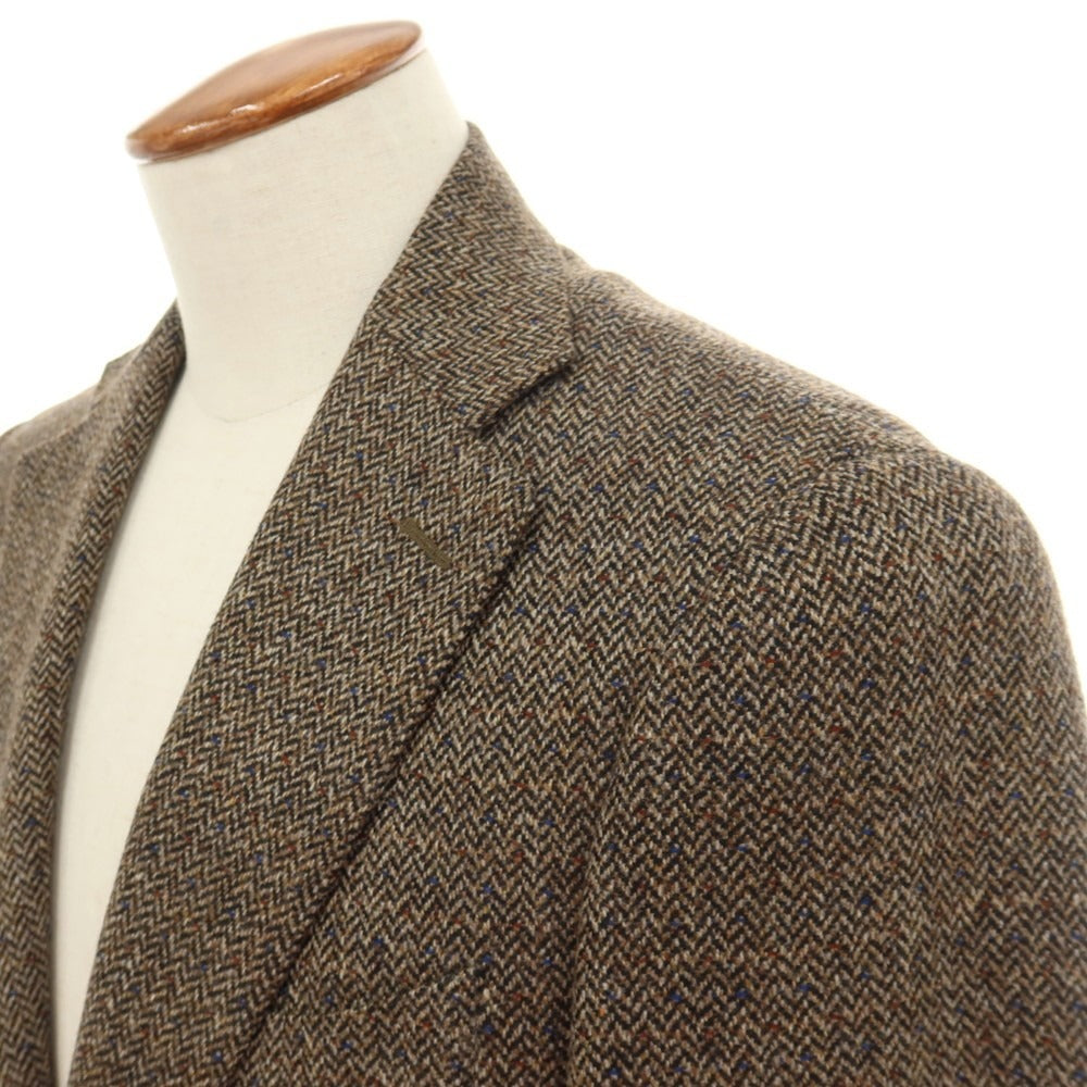 【新品】カナーリ CANALI ウールカシミヤ ヘリンボーン 2B テーラードジャケット ブラウン【サイズ48】【 状態ランクN 】【 メンズ 】