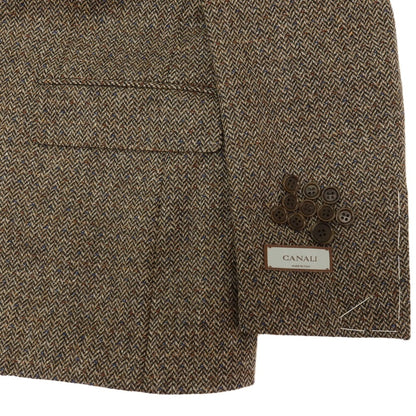 【新品】カナーリ CANALI ウールカシミヤ ヘリンボーン 2B テーラードジャケット ブラウン【サイズ48】【 状態ランクN 】【 メンズ 】