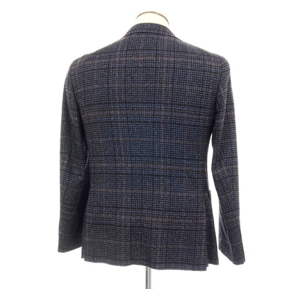 【新品】カナーリ CANALI ウールシルクナイロンカシミヤ チェック 2B テーラードジャケット ネイビーxブラック【サイズ50】【 状態ランクN 】【 メンズ 】