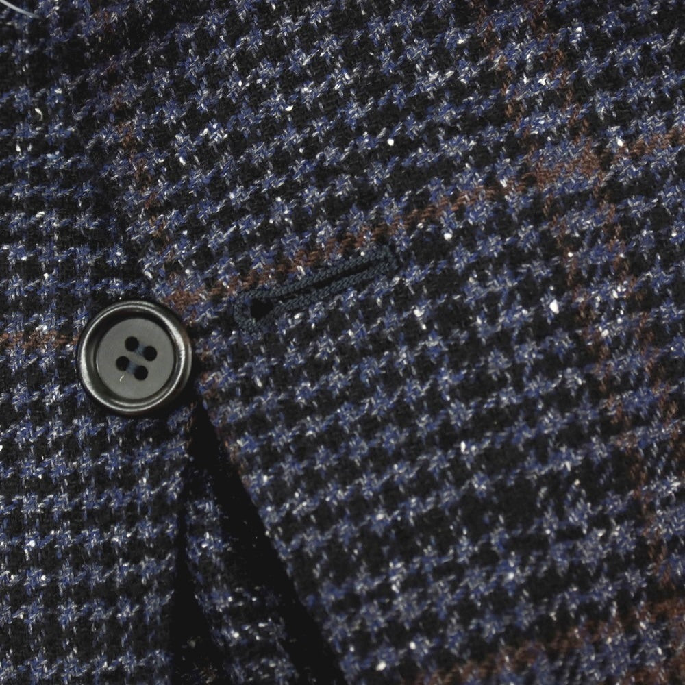 【新品】カナーリ CANALI ウールシルクナイロンカシミヤ チェック 2B テーラードジャケット ネイビーxブラック【サイズ50】【 状態ランクN 】【 メンズ 】