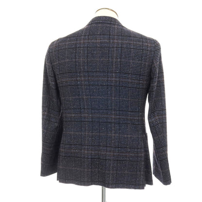 【新品】カナーリ CANALI ウールシルクナイロンカシミヤ チェック 2B テーラードジャケット ネイビーxブラック【サイズ50】【 状態ランクN 】【 メンズ 】