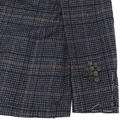 【新品】カナーリ CANALI ウールシルクナイロンカシミヤ チェック 2B テーラードジャケット ネイビーxブラック【サイズ50】【 状態ランクN 】【 メンズ 】