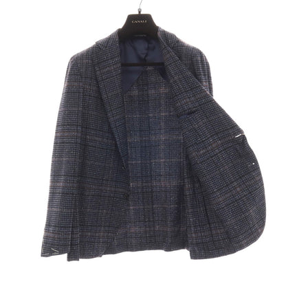 【新品アウトレット】カナーリ CANALI ウールシルクナイロンカシミヤ チェック 2B テーラードジャケット ネイビーxブラック【サイズ52】【 状態ランクN- 】【 メンズ 】