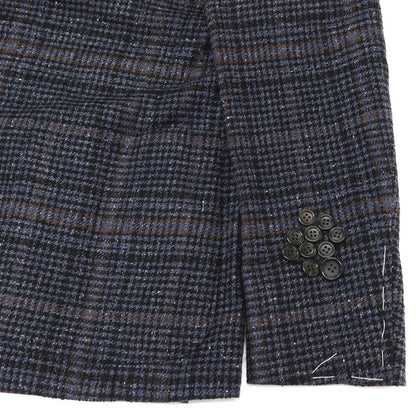 【新品アウトレット】カナーリ CANALI ウールシルクナイロンカシミヤ チェック 2B テーラードジャケット ネイビーxブラック【サイズ52】【 状態ランクN- 】【 メンズ 】