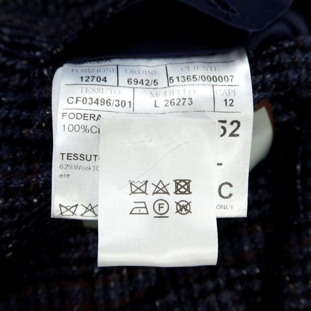 【新品アウトレット】カナーリ CANALI ウールシルクナイロンカシミヤ チェック 2B テーラードジャケット ネイビーxブラック【サイズ52】【 状態ランクN- 】【 メンズ 】
