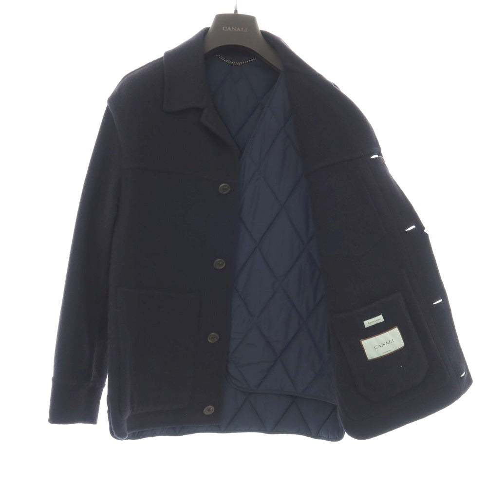【新品】カナーリ CANALI ウールナイロン ドッキングデザイン 中綿入り カバーオール ブルゾン ネイビー【サイズM】【 状態ランクN 】【 メンズ 】