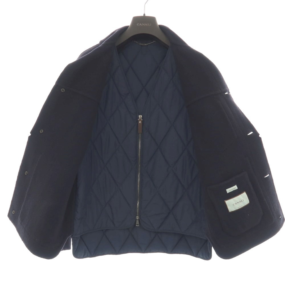 【新品】カナーリ CANALI ウールナイロン ドッキングデザイン 中綿入り カバーオール ブルゾン ネイビー【サイズM】【 状態ランクN 】【 メンズ 】