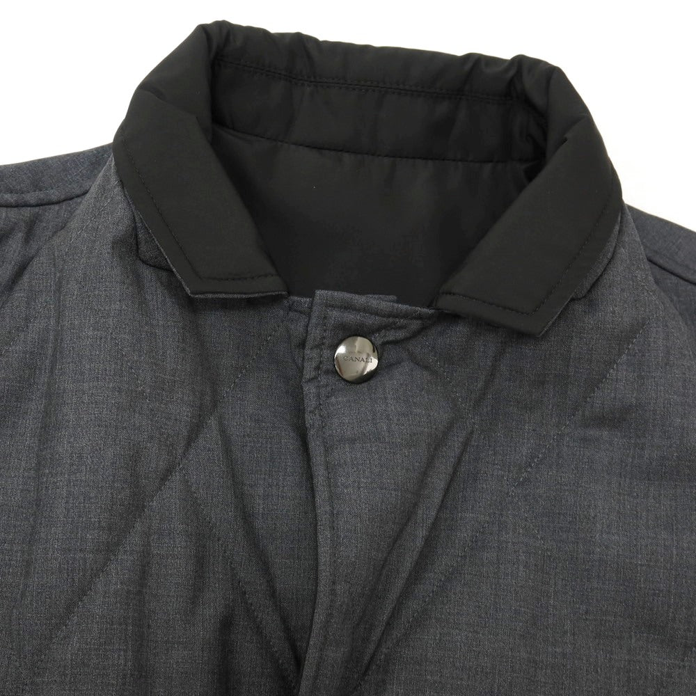 【新品】カナーリ CANALI リバーシブル ウール＆ポリエステル 中綿入り カジュアルジャケット グレーxブラック【サイズ48】【 状態ランクN 】【 メンズ 】