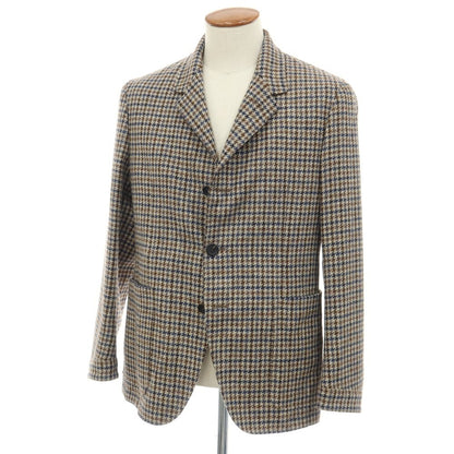 【新品】カナーリ CANALI ウール ガンクラブチェック 3B カジュアルジャケット グレージュxネイビー【サイズ46】【 状態ランクN 】【 メンズ 】