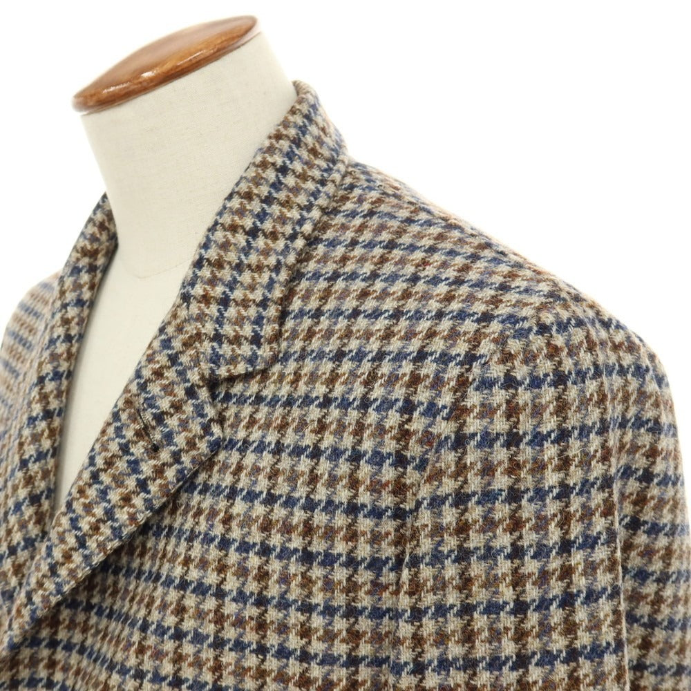 【新品】カナーリ CANALI ウール ガンクラブチェック 3B カジュアルジャケット グレージュxネイビー【サイズ46】【 状態ランクN 】【 メンズ 】