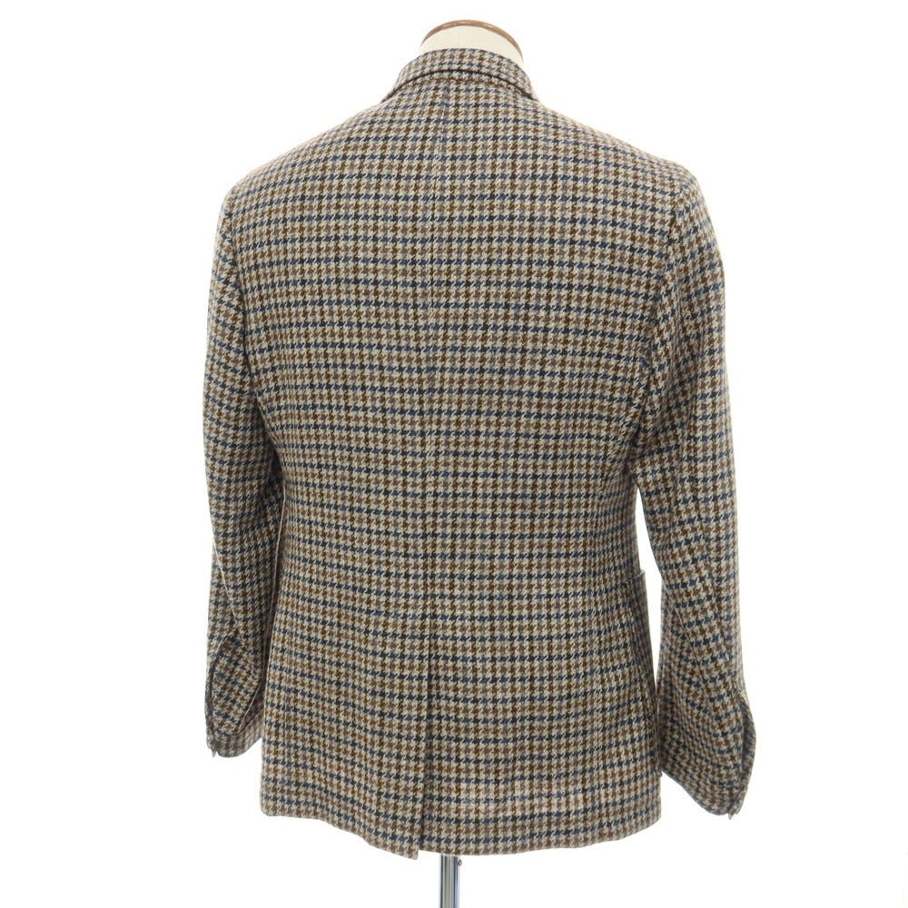 【新品】カナーリ CANALI ウール ガンクラブチェック 3B カジュアルジャケット グレージュxネイビー【サイズ46】【 状態ランクN 】【 メンズ 】