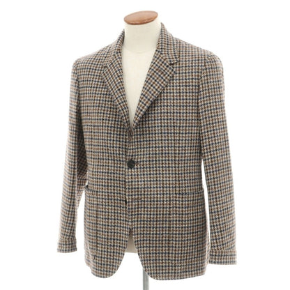 【新品】カナーリ CANALI ウール ガンクラブチェック 3B カジュアルジャケット グレージュxネイビー【サイズ46】【 状態ランクN 】【 メンズ 】