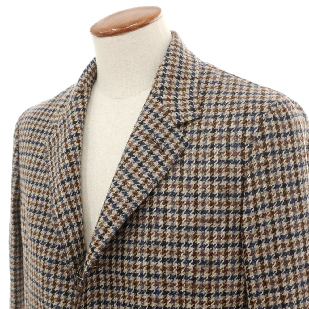 【新品】カナーリ CANALI ウール ガンクラブチェック 3B カジュアルジャケット グレージュxネイビー【サイズ46】【 状態ランクN 】【 メンズ 】