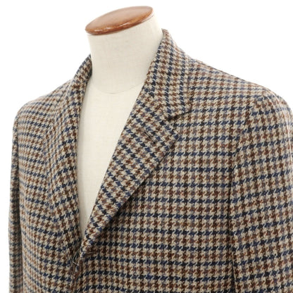 【新品】カナーリ CANALI ウール ガンクラブチェック 3B カジュアルジャケット グレージュxネイビー【サイズ46】【 状態ランクN 】【 メンズ 】
