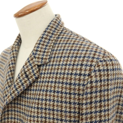 【新品】カナーリ CANALI ウール ガンクラブチェック 3B カジュアルジャケット グレージュxネイビー【サイズ48】【 状態ランクN 】【 メンズ 】