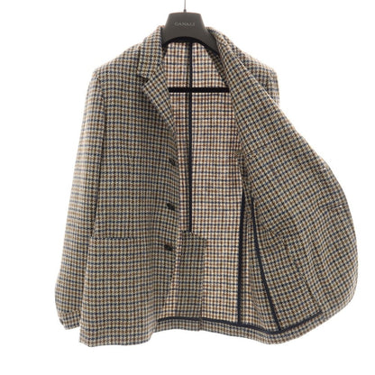 【新品】カナーリ CANALI ウール ガンクラブチェック 3B カジュアルジャケット グレージュxネイビー【サイズ48】【 状態ランクN 】【 メンズ 】