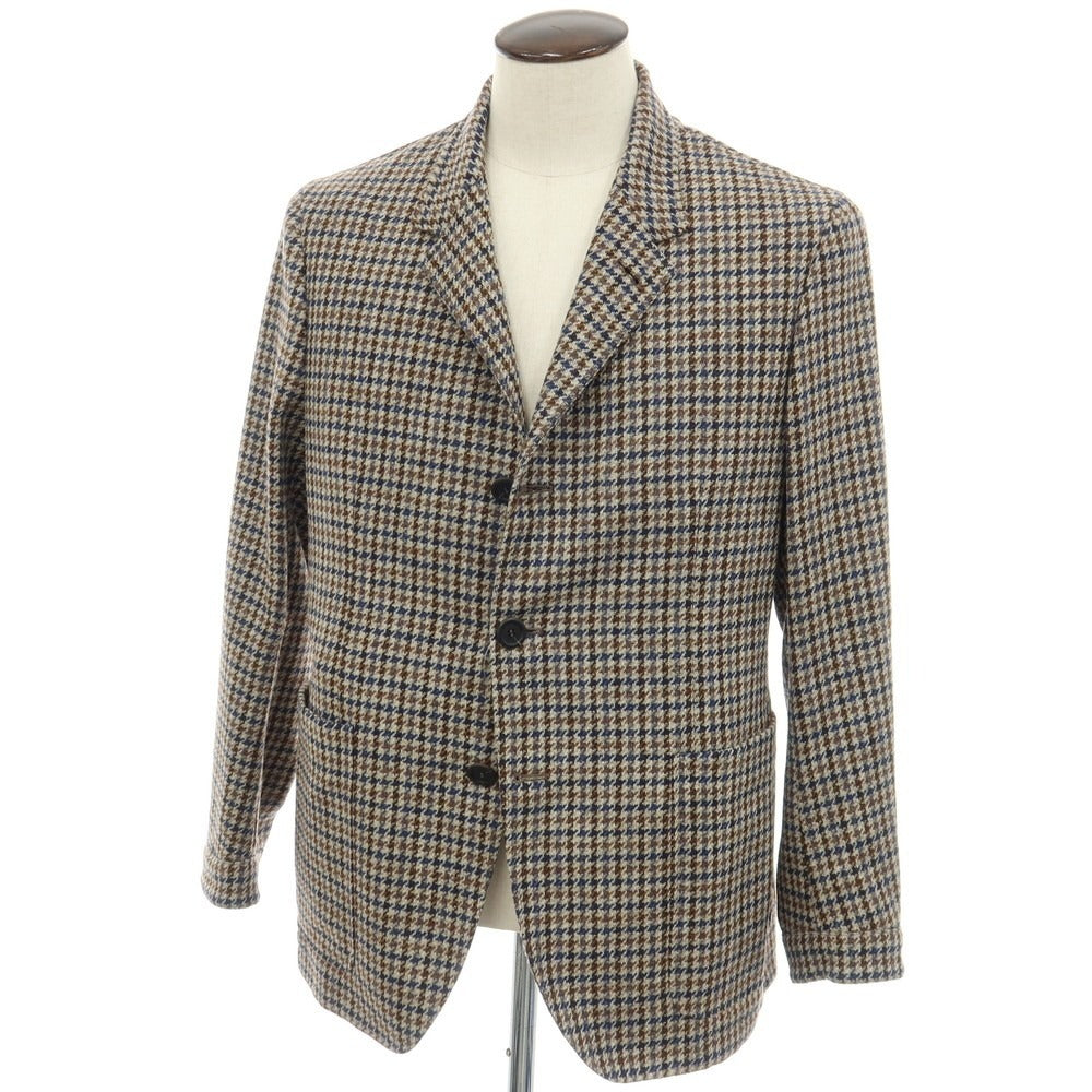 【新品】カナーリ CANALI ウール ガンクラブチェック 3B カジュアルジャケット グレージュxネイビー【サイズ50】【 状態ランクN 】【 メンズ 】