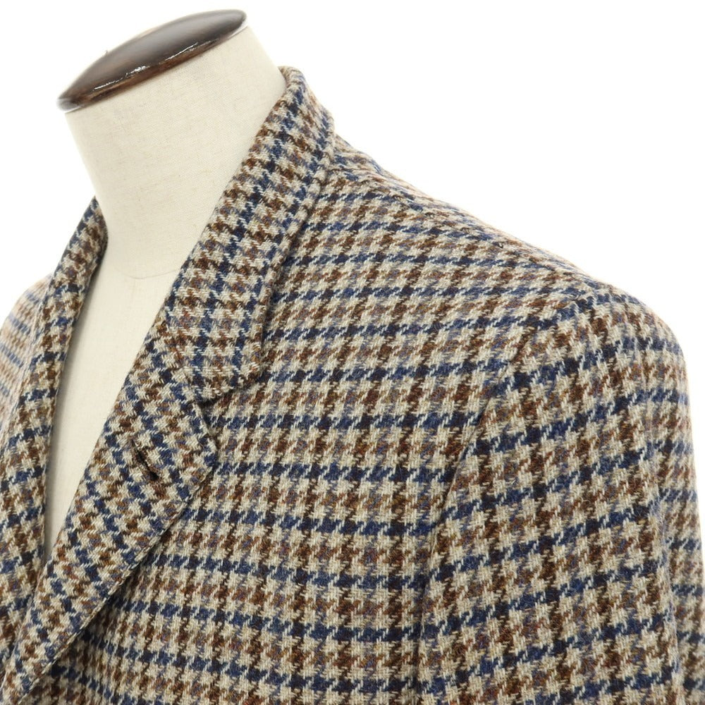 【新品】カナーリ CANALI ウール ガンクラブチェック 3B カジュアルジャケット グレージュxネイビー【サイズ50】【 状態ランクN 】【 メンズ 】