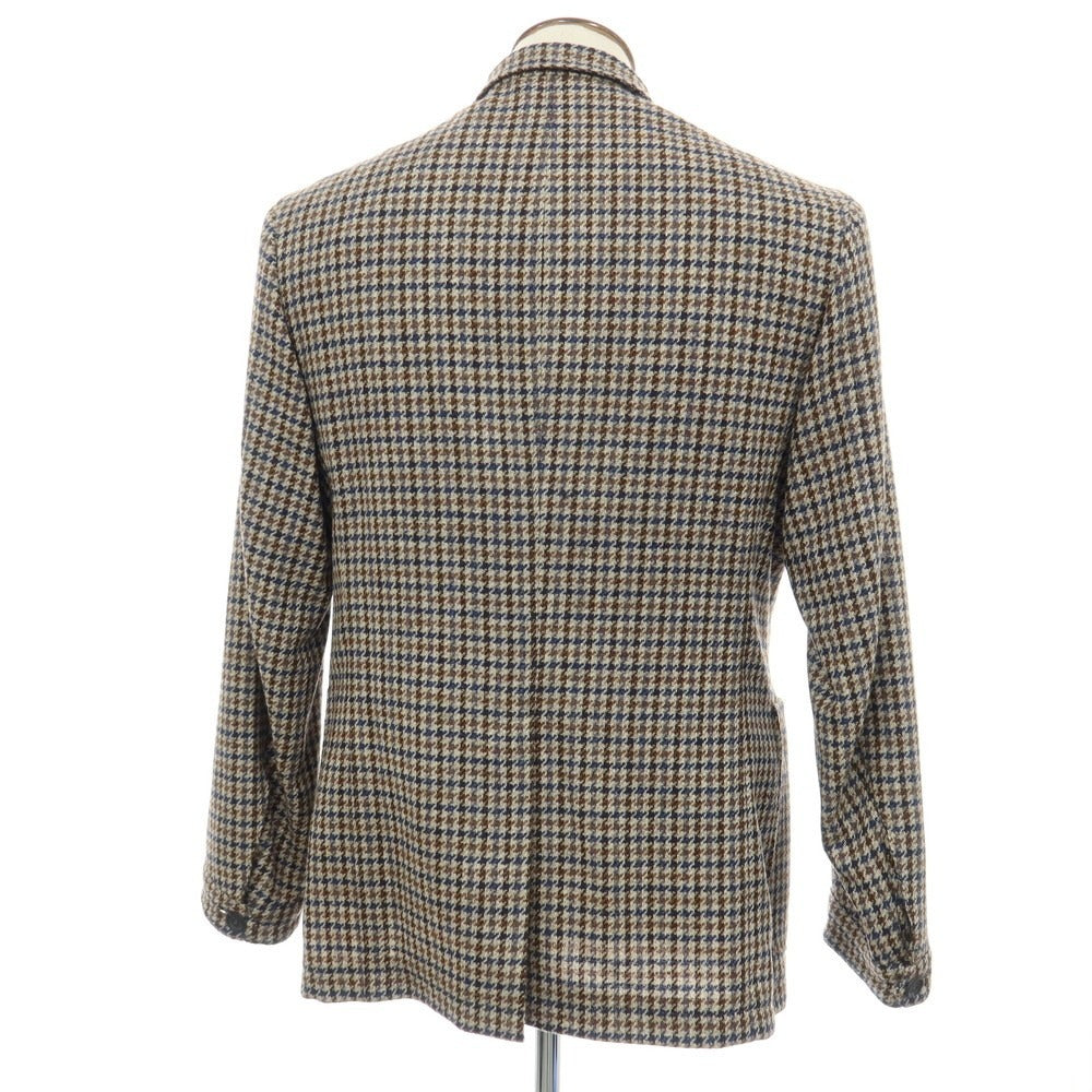 【新品】カナーリ CANALI ウール ガンクラブチェック 3B カジュアルジャケット グレージュxネイビー【サイズ50】【 状態ランクN 】【 メンズ 】
