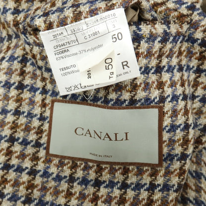 【新品】カナーリ CANALI ウール ガンクラブチェック 3B カジュアルジャケット グレージュxネイビー【サイズ50】【 状態ランクN 】【 メンズ 】