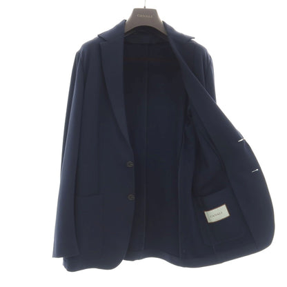 【新品】カナーリ CANALI レーヨンポリエステル ジャージー 裏起毛 2B カジュアルジャケット ネイビー【サイズ48】【 状態ランクN 】【 メンズ 】