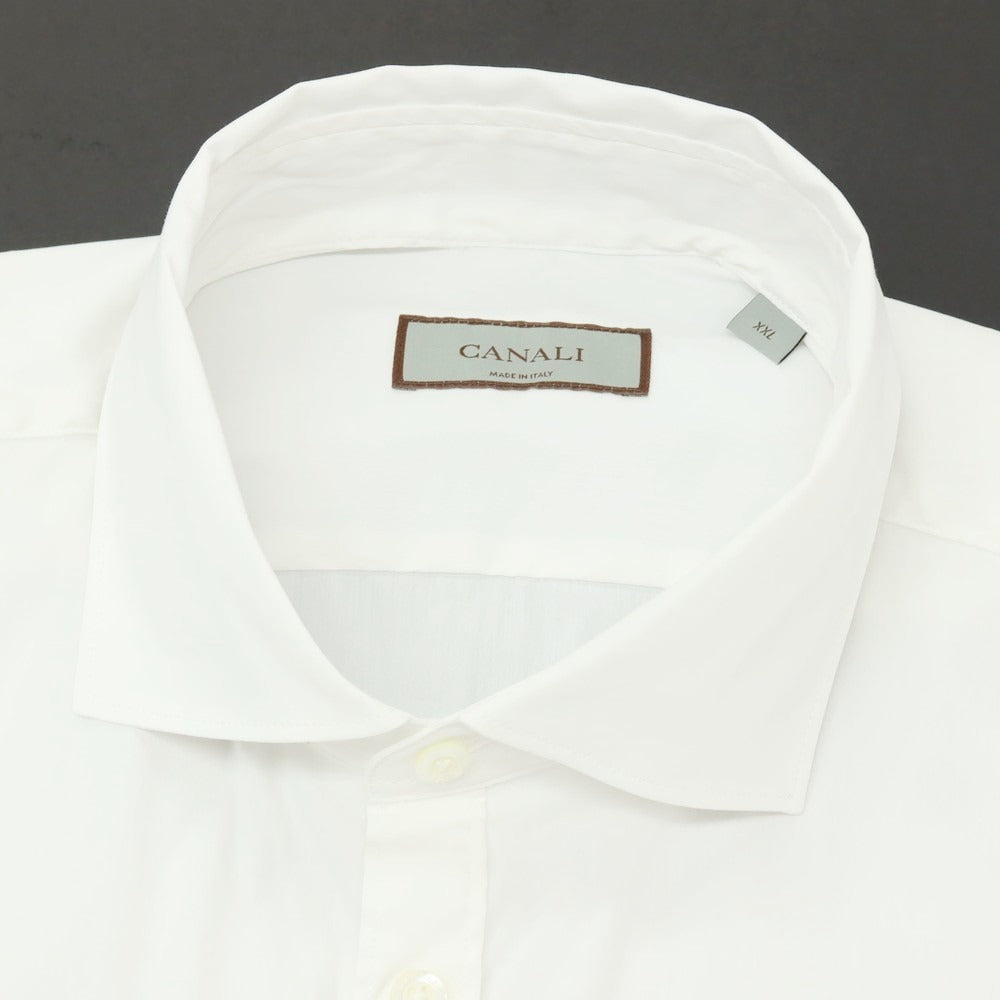 【新品】カナーリ CANALI ストレッチ コットンナイロン ワイドカラー ドレスシャツ ホワイト【サイズXXL】【 状態ランクN 】【 メンズ 】