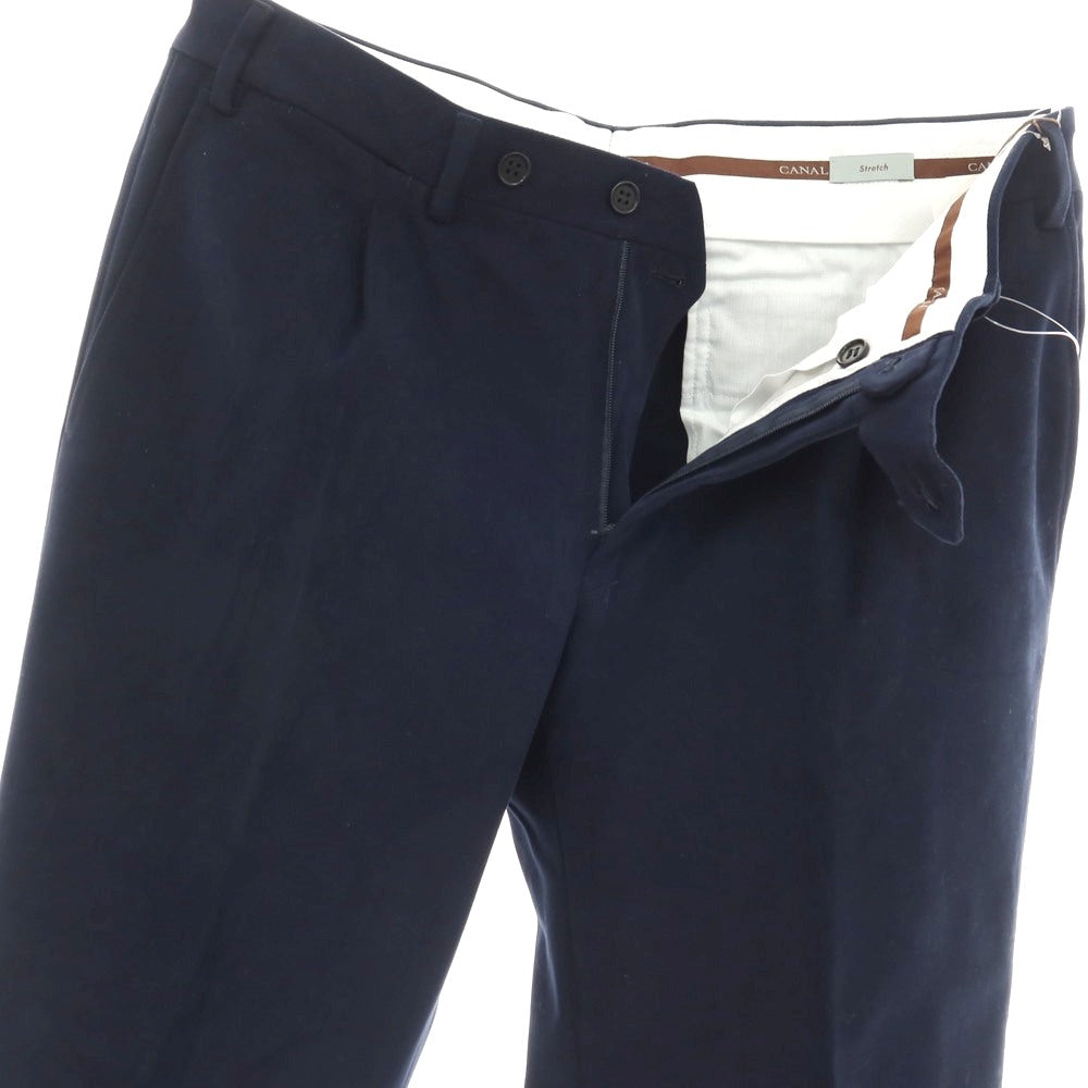 【新品】カナーリ CANALI ストレッチ ツイルコットン カジュアルスラックスパンツ ネイビー【サイズ46】【 状態ランクN 】【 メンズ 】
