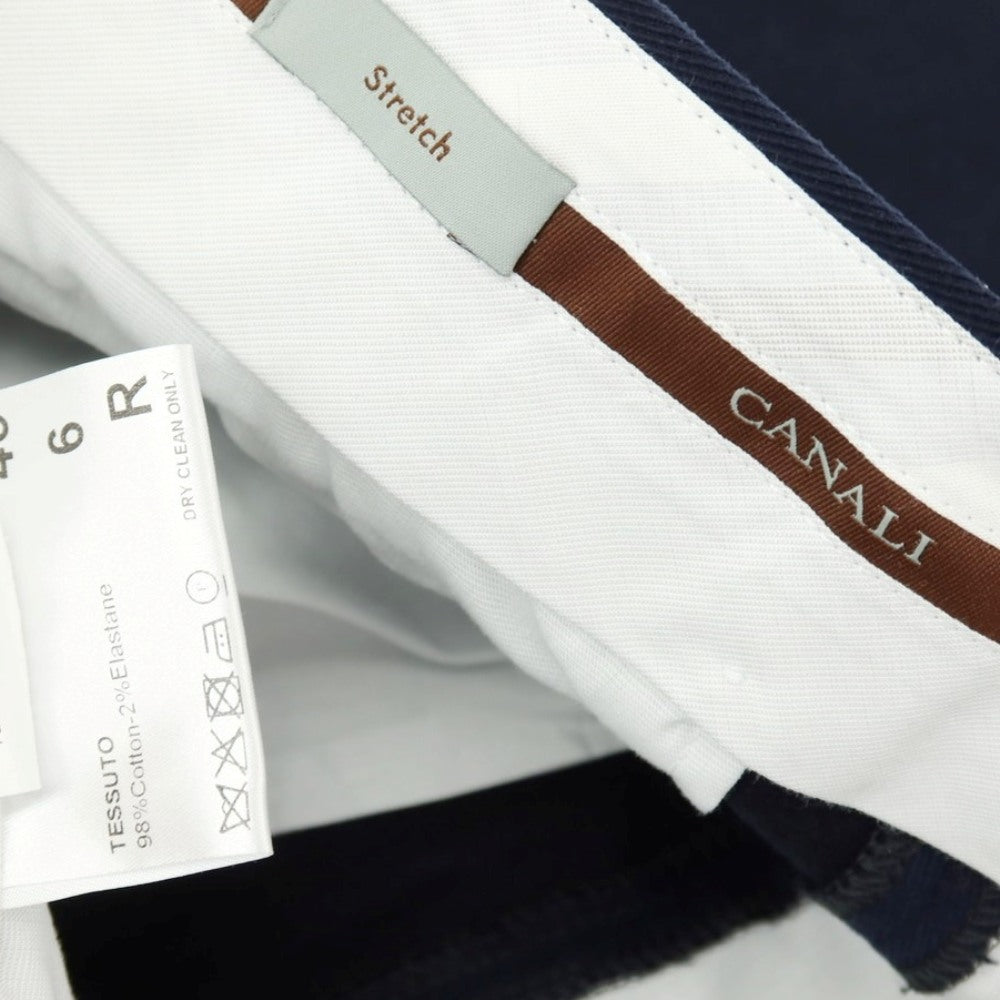 【新品】カナーリ CANALI ストレッチ ツイルコットン カジュアルスラックスパンツ ネイビー【サイズ46】【 状態ランクN 】【 メンズ 】