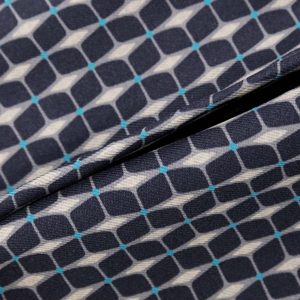 【新品】カナーリ CANALI シルク 両面プリント ポケットチーフ ネイビーxブルー【 状態ランクN 】【 メンズ 】