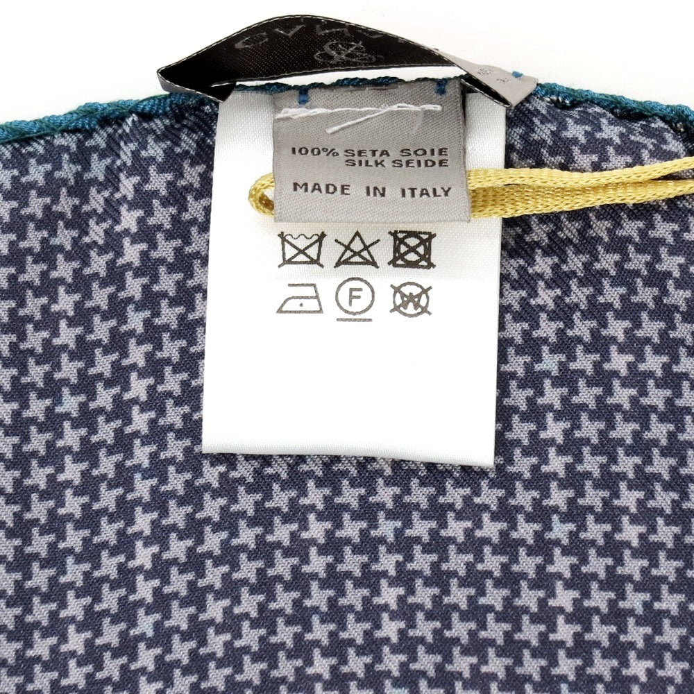 【新品】カナーリ CANALI シルク 両面プリント ポケットチーフ ネイビーxブルー【 状態ランクN 】【 メンズ 】