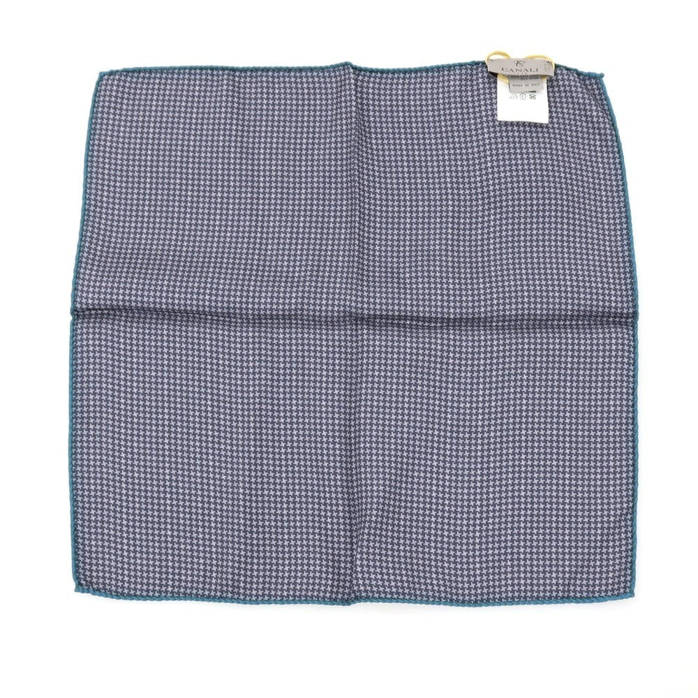【新品】カナーリ CANALI シルク 両面プリント ポケットチーフ ネイビーxブルー【 状態ランクN 】【 メンズ 】