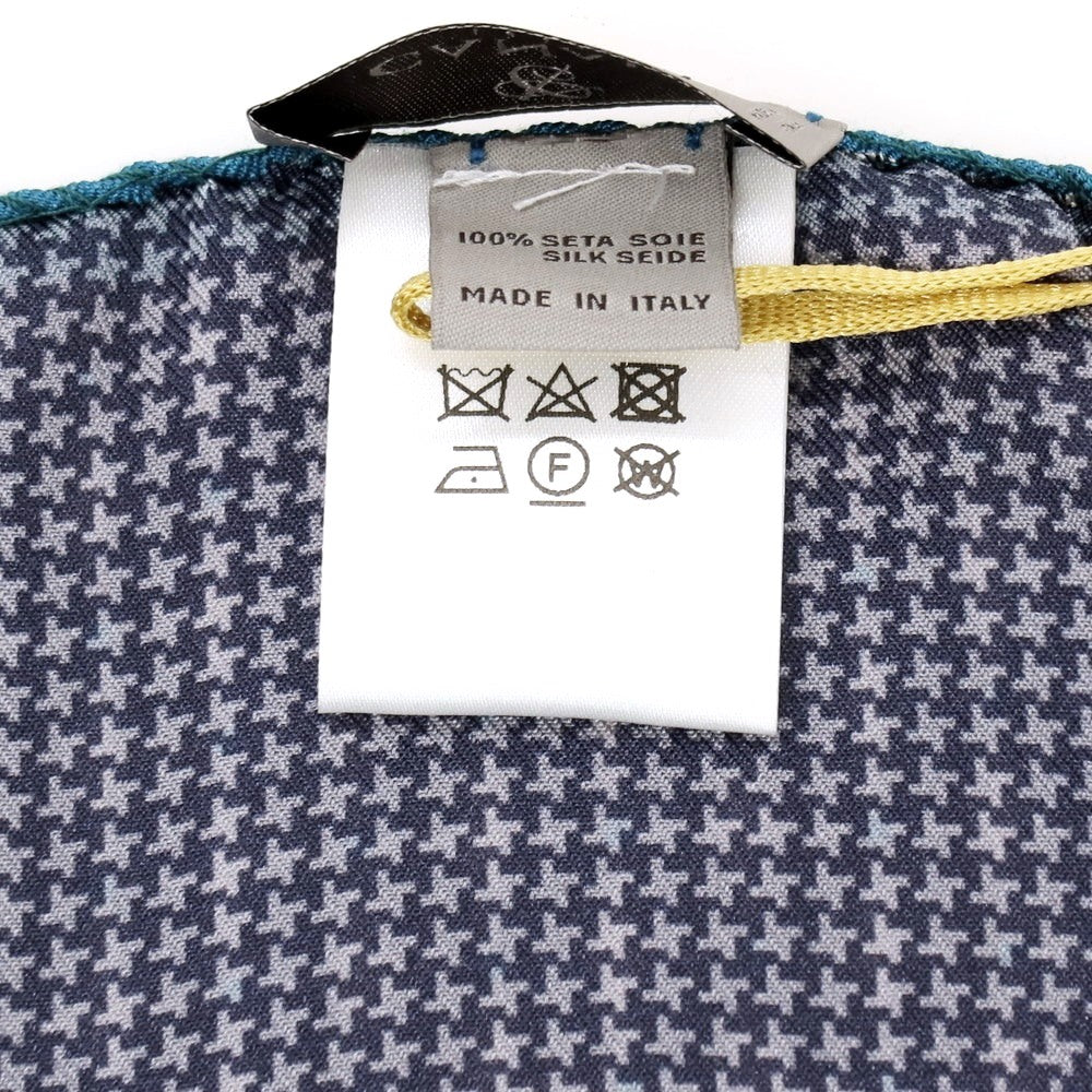 【新品】カナーリ CANALI シルク 両面プリント ポケットチーフ ネイビーxブルー【 状態ランクN 】【 メンズ 】