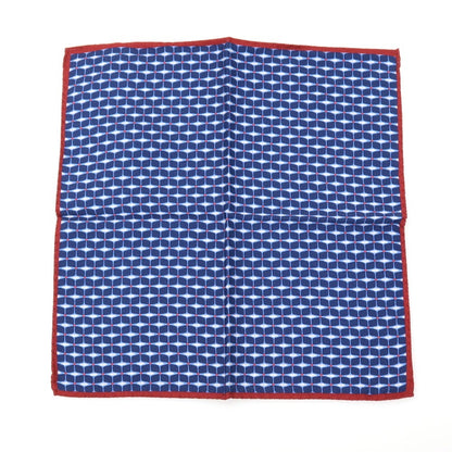 【新品】カナーリ CANALI シルク 両面プリント ポケットチーフ ネイビーxバーガンディ【 状態ランクN 】【 メンズ 】