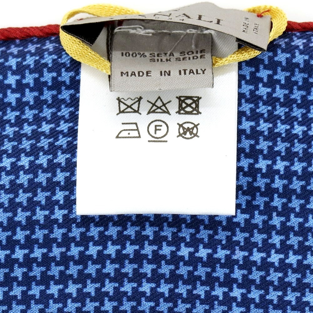 【新品】カナーリ CANALI シルク 両面プリント ポケットチーフ ネイビーxバーガンディ【 状態ランクN 】【 メンズ 】