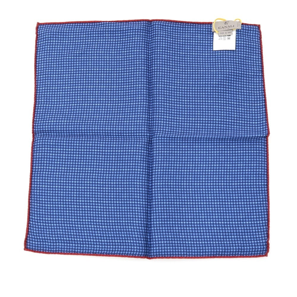 【新品】カナーリ CANALI シルク 両面プリント ポケットチーフ ネイビーxバーガンディ【 状態ランクN 】【 メンズ 】