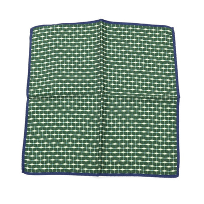 【新品】カナーリ CANALI シルク 両面プリント ポケットチーフ グリーンxネイビー【 状態ランクN 】【 メンズ 】