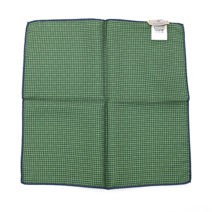 【新品】カナーリ CANALI シルク 両面プリント ポケットチーフ グリーンxネイビー【 状態ランクN 】【 メンズ 】