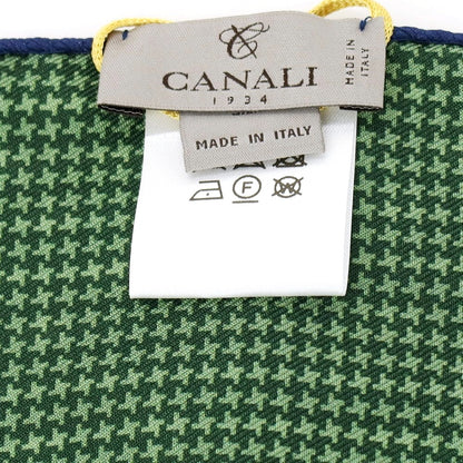 【新品】カナーリ CANALI シルク 両面プリント ポケットチーフ グリーンxネイビー【 状態ランクN 】【 メンズ 】