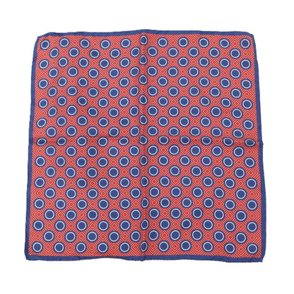【新品アウトレット】カナーリ CANALI シルク プリント ポケットチーフ レッドxネイビー【 状態ランクN- 】【 メンズ 】