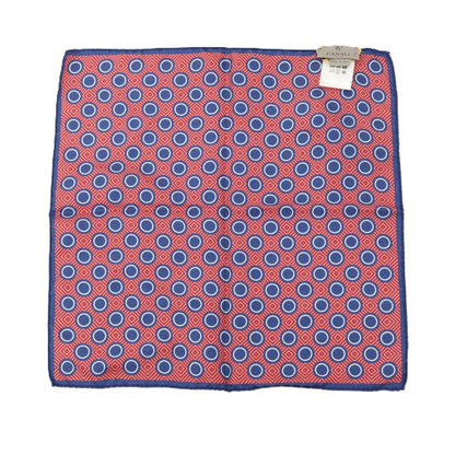 【新品アウトレット】カナーリ CANALI シルク プリント ポケットチーフ レッドxネイビー【 状態ランクN- 】【 メンズ 】